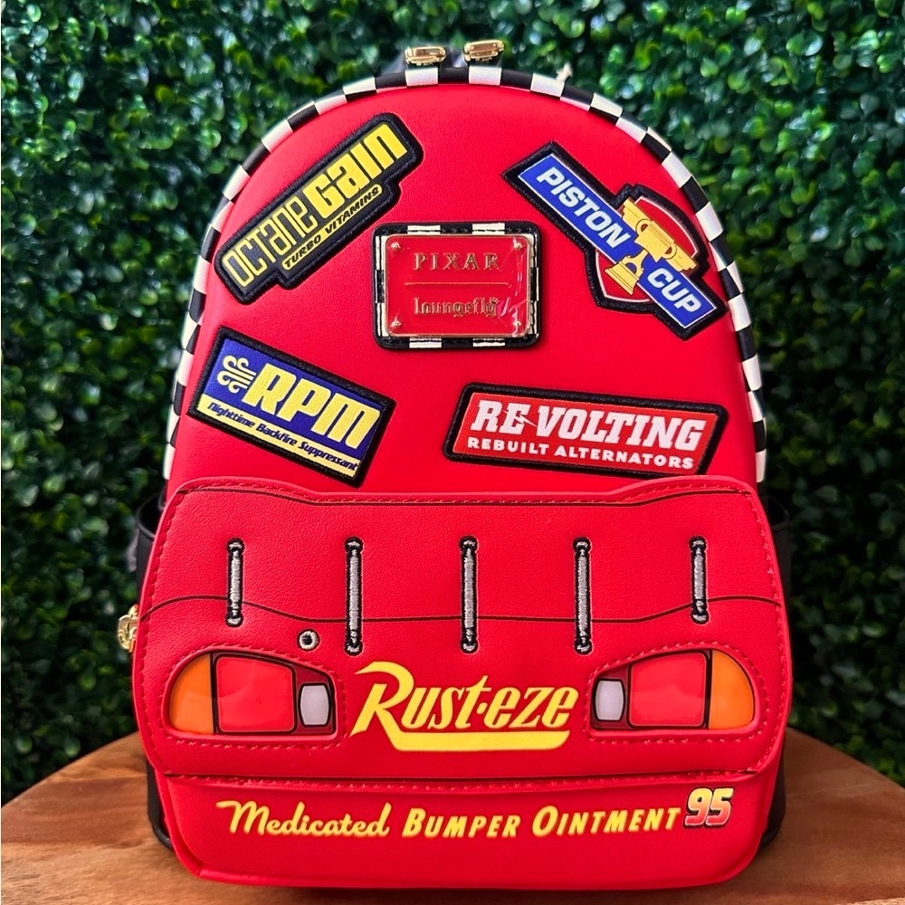 Loungefly Pixar Cars Lightning McQueen Rust-eze Lightup Mini Backpack set of 3 - Picture 6 of 10